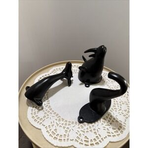 Ikea KLYPA Decorative Animal Wall Hooks Hangers Black Metal Set of 3 No Hardware